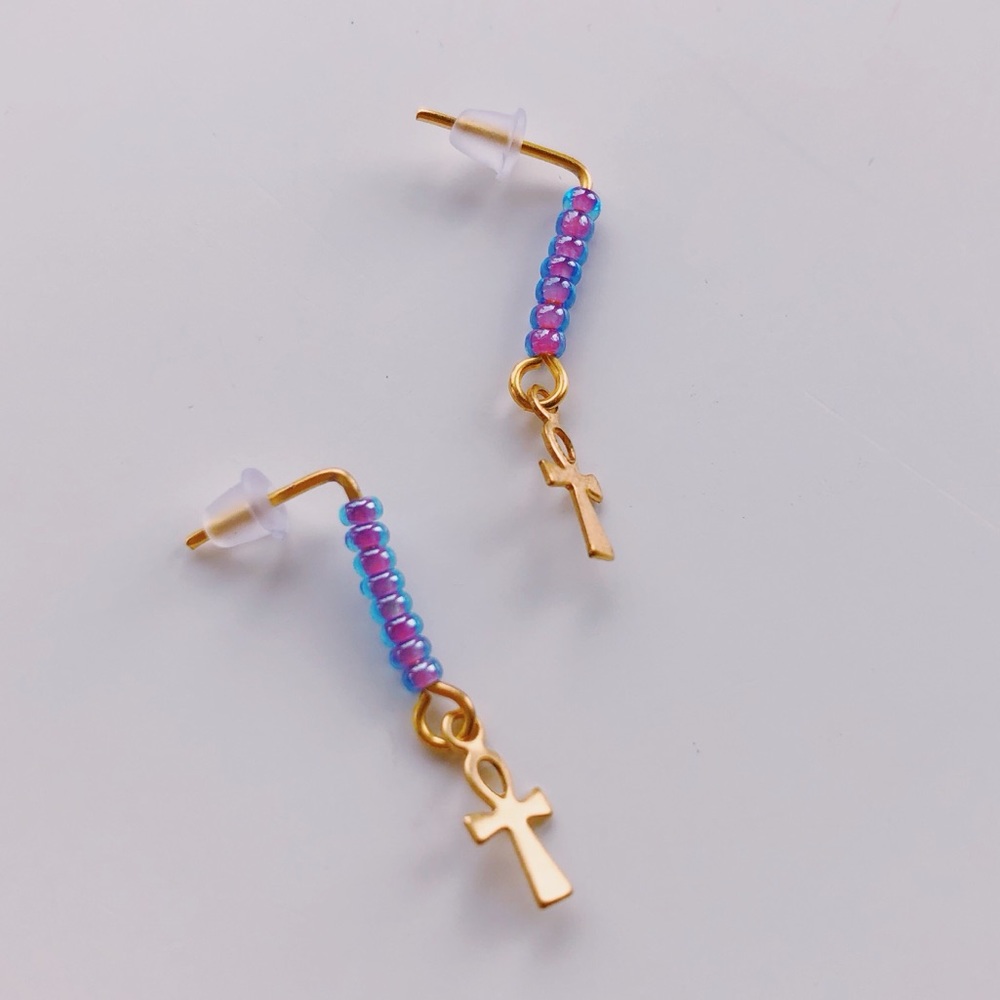 Handmade beaded drop earrings with dainty charms